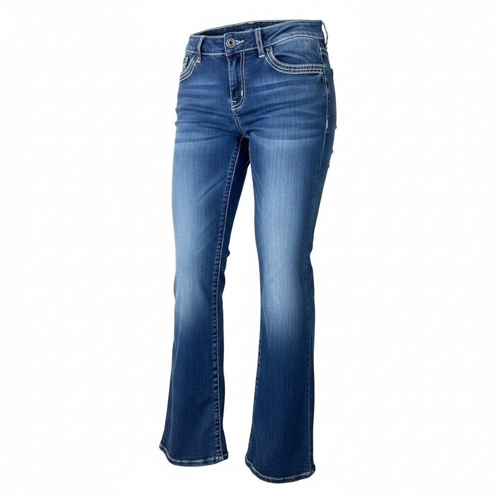 Vigoss The Dublin Bootcut Jeans Blue Medium Wash Thick Stitch Plus Size 20x33